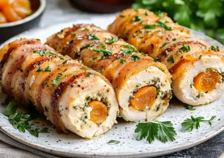 Разрезаешь, а там...Нежный куриный рулет с курагой! Быстрый ужин за полчаса