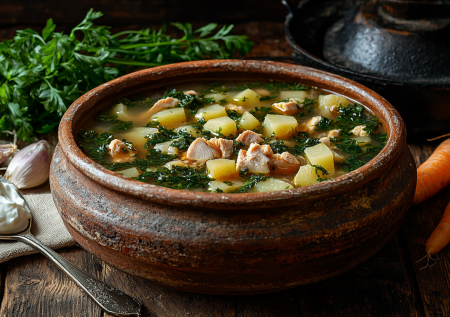 Весенний борщ с курицей, крапивой и молодой капустой! Нереально вкусно