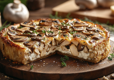 Без мороки и из простых продуктов! Диетический пирог с грибами и курицей