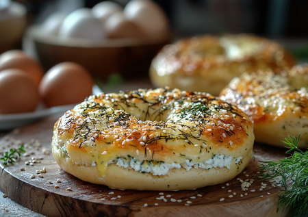 Бейглы с сыром и зеленью — нежные и такие вкусные! Завтрак за 15 минут