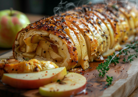 Сочный куриный рулет с яблоками на ужин или перекус!