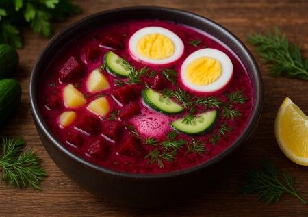 Нужен квас и кефир: вкусный рецепт холодного борща со свеклой