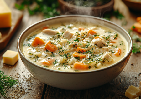 Этот суп улетит на ура — сливочный с рисом и индейкой! Простой и вкусный