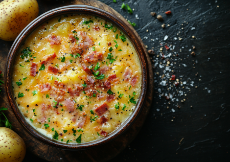 Картофельный суп с беконом и сыром! Простой, но все просят добавки