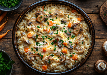 Рис, курочка, грибы — все что нужно для чумовой запеканки! Обалденно вкусно