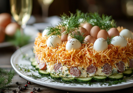 Салат «Гнездо глухаря» с готовой картофельной соломкой! Обалденно вкусно