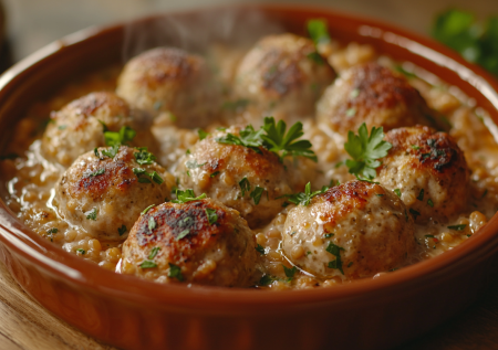 Ленивые тефтели с гречкой под чесночным соусом! Похудительно и вкусно