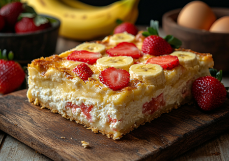 Рецепт для похудения! Творожная запеканка с бананом и клубникой
