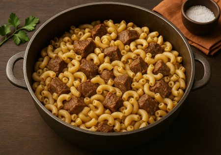 Вкусно и сытно: макароны в казане по-татарски, пошаговый рецепт