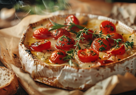 Для гурманов: рецепт вкусного камамбера с помидорами и хрустящим багетом