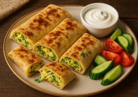 Вкуснее драников и омлета! Рулет с яйцом и сулугуни на завтрак за 10 минут!