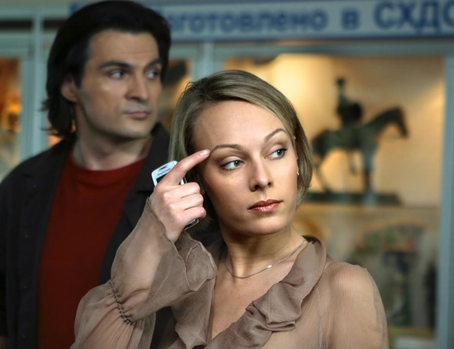 Ольга Ломоносова во время съемок фильма «Богиня прайм-тайма»