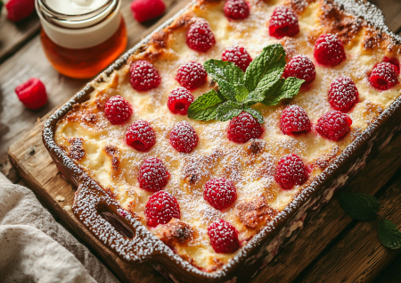 Смешаете за 5 минут! Творожная запеканка с малиной — вкуснее, чем в кофейне