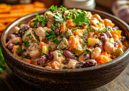 Не хочется мяса в летнюю жару? Скорее готовим сытный салат с фасолью