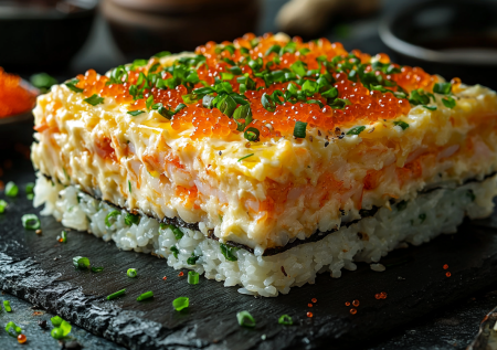Суши-запеканка из риса и крабовых палочек! Жирненько, но очень вкусненько