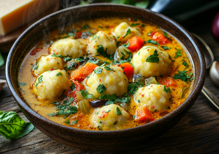 Болгарский суп с сырными шариками и баклажаном! Без мяса, но безумно вкусно