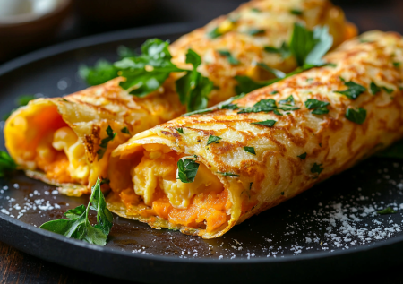 Необычный рулет на завтрак! Разрезаешь, а там сырная начинка — вкуснота!