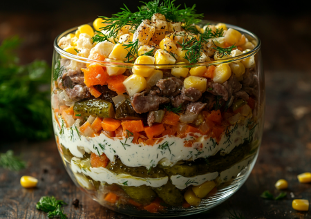 И наелся, и похудел! Сытный салат с куриной печенью и огурцами