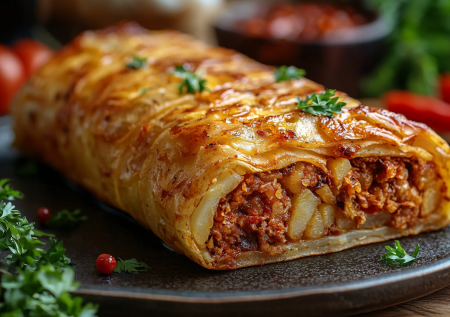 Сочный картофельный рулет с фаршем: вкуснятина из простых ингредиентов