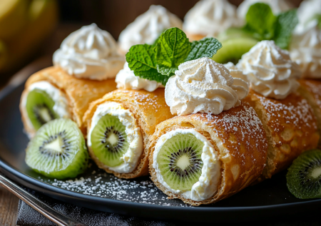 Фруктовые роллы из блинчиков: вкуснятина с нежным сливочным кремом