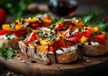 Брускетты с запеченным перцем и сыром! Закуска, от которой балдеют все