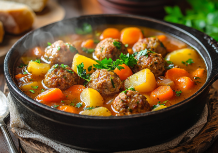 Быстрый рецепт в одной кастрюле! Рагу с фрикадельками и овощами — вкуснота
