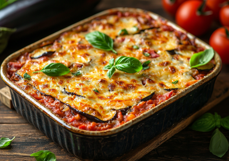 Летнее блюдо без лишних калорий! Вкусная лазанья из баклажанов с ветчиной