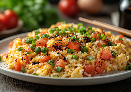 Чумовой омлет с рисом, томатами и соевым соусом по-китайски! Это вкуснятина