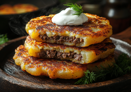 Ленивые картофельные колдуны с фаршем! Выкладываем ложкой как оладьи