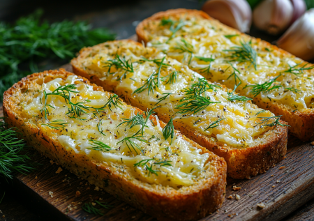 Хрустящие чесночные гренки с сыром и зеленью! Простая закуска ко всему