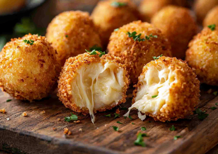 Сырные шарики в чипсовой крошке! Вкусняшки с тянущейся начинкой