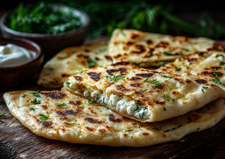 Месим на горячей воде! Творожно-чесночные лепешки с зеленью — вкуснятина