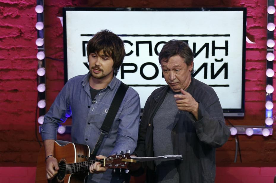 Музыкант Вася Обломов и Михаил Ефремов на телеканале «Дождь»