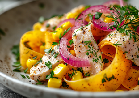 Салат «Цыпочка» с курицей и яичными блинчиками! Простой, но безумно вкусный