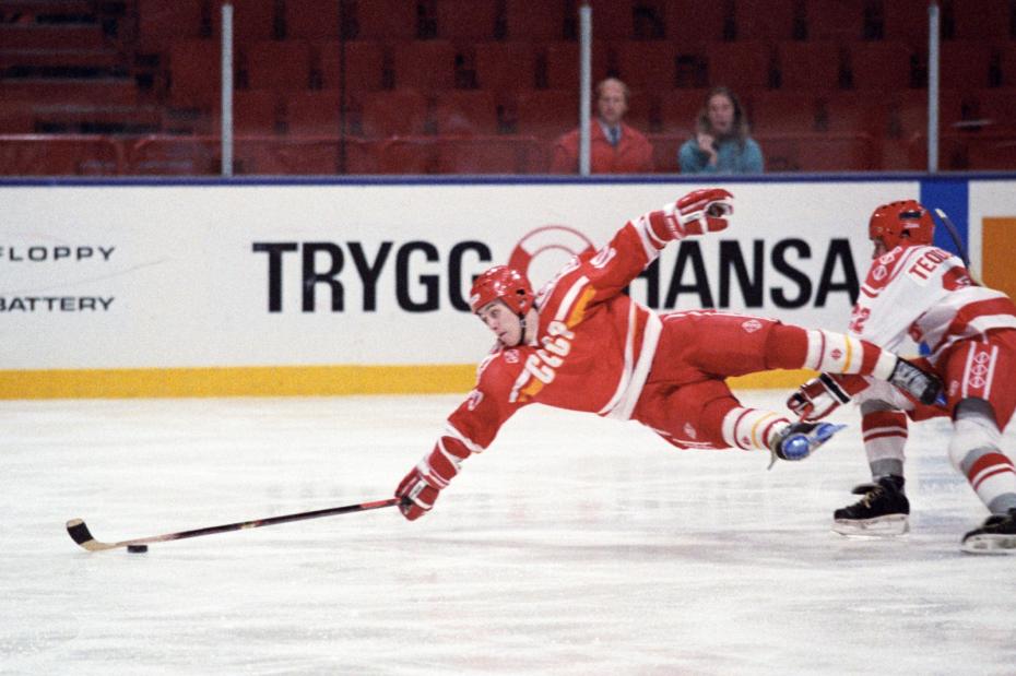 Александр Могильный на чемпионате мира по хоккею в Швеции, 1989 год