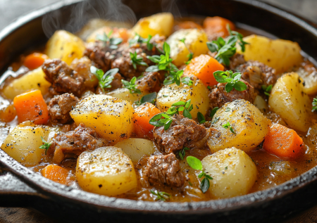 Быстрая картошка с тушёнкой — объедение без хлопот! Готовим на 1 сковороде