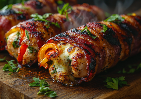 Куриные рулетики с беконом и перцем! Так вкусно, что обалдели все