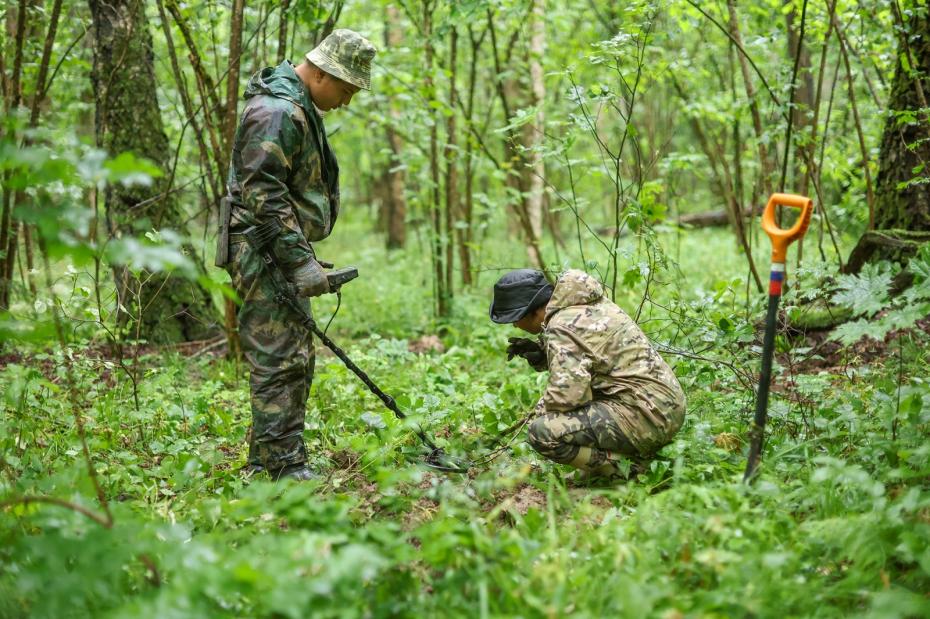 Раскопки по поиску останков солдат Красной армии, пропавших без вести во время ВОВ, поисковым отрядом «Пламя» в Кузовлево, МО