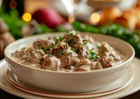 Бефстроганов как в старину: нежное мясо в сметане по простому рецепту