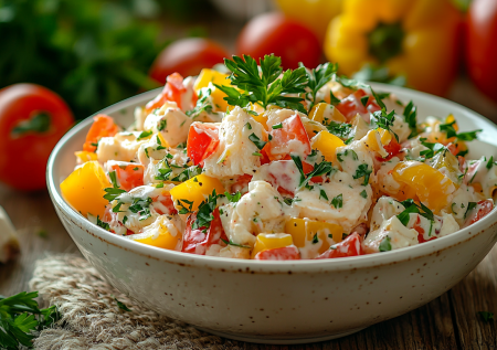 Крабовая вкуснятина с овощами и сыром — такой салатик вы еще не ели
