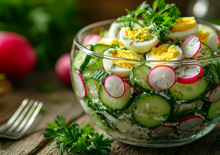 Делать мегалегко! Самый вкусный летний салат с огурцом, редисом и сырком