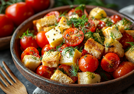 Летний салат с хлебом и помидорами! Невероятная вкуснятина из 4 продуктов