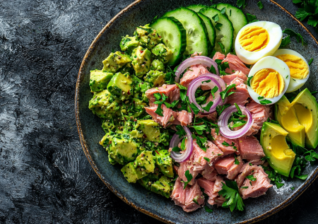 Тунец не будет похож на безвкусную стружку! Готовим салат с луком и авокадо