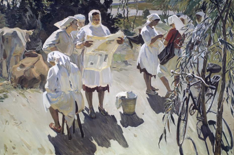 Репродукция картины народного художника УССР Григория Алексеевича Томенко «Свежая почта»