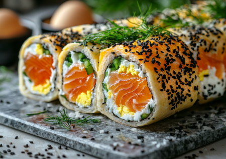 Сытный рулет с красной рыбой и яйцами! Идеальное начало утра за 10 минут