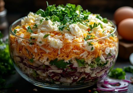 Самый пушистый салат с нежной курочкой — вам понадобится только терка!