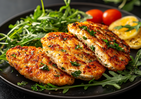 Шницели из индейки с сыром и руколой! Сочное мясо с нежной начинкой