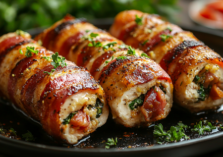 Рулетики из курицы с беконом по-итальянски! Быстрая вкуснятина на перекус