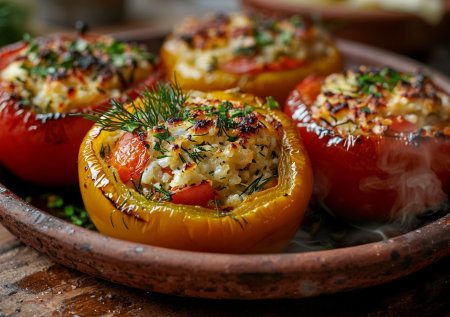 Фаршированные перцы с рисом и брынзой! Яркое блюдо из простых продуктов