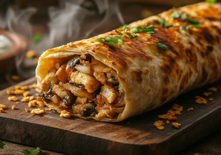 Диетическая шаурма «Жюльен» с курицей и грибами! Вкусный хрустящий рулет